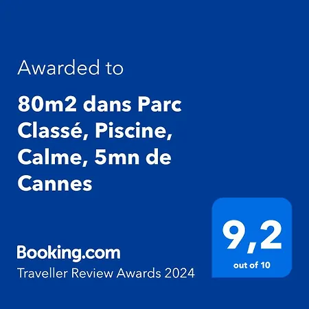 80m2 Dans Parc Classe, Piscine, Calme, 5mn De Cannes Apartment *